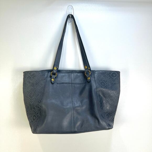 The Sak Collective Sienna Leather Shopper Blue Tooled Tote Bag - Picture 9 of 10